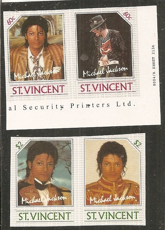 St. Vincent    Scott   894,896   Michael Jackson    MNH Imperforate