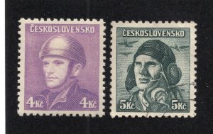 Czechoslovakia 1945 4k & 5k values, Scott 385 MH, 286 used, value = 50c