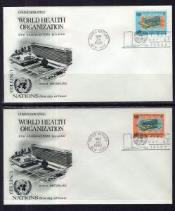 UN New York 156-157 WHO Fleetwood Set of Two U/A FDCs