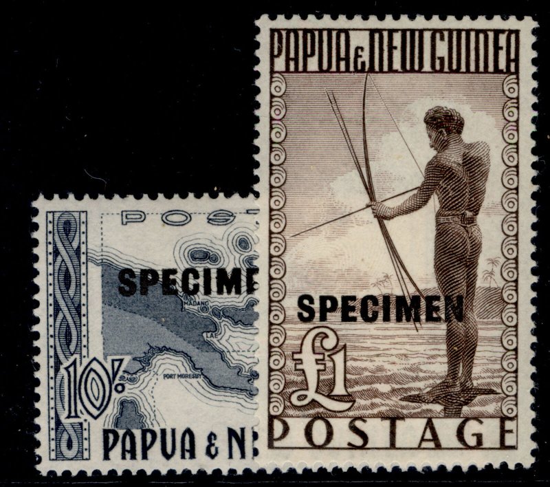 AUS - Papua New Guinea QEII SG14s/15s, 1952-58 set SPECIMEN, M MINT. Cat £75.