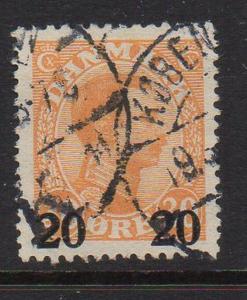 Denmark Sc 176 1926 20 ore ovpt on 30 ore Christian X stamp used