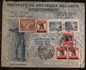 1940 Pereira Colombia Orthopedic Institute cover to Akron OH USA