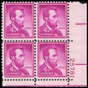 US #1036a LINCOLN MNH LR PLATE BLOCK #25781