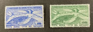 Vatican City Sc.# C18-19 1949 U.P.U set of 2 airmails, 300l & 1000l, F/VF, MNH