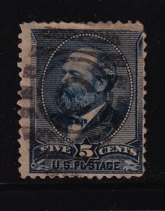 1888 James A. Garfield Sc 216 sound used 5c indigo CV $20 (A