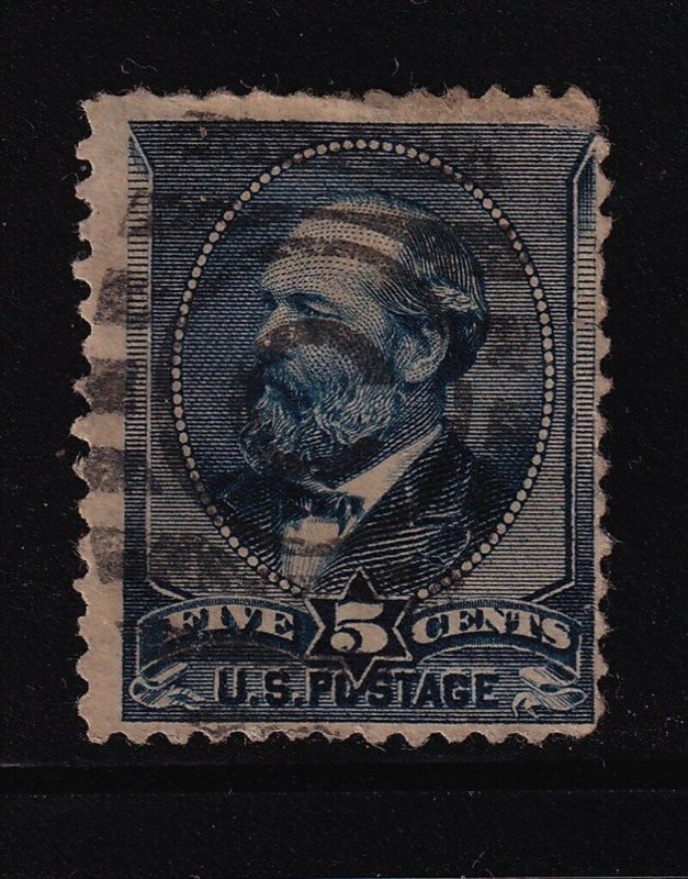 1888 James A. Garfield Sc 216 sound used 5c indigo CV $20 (A