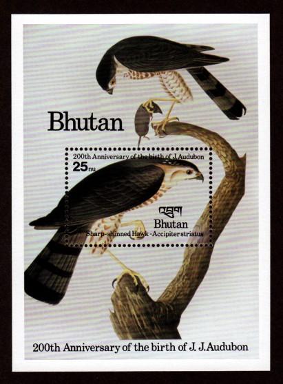 Bhutan 514 Mint NH S/S John J Audubon!