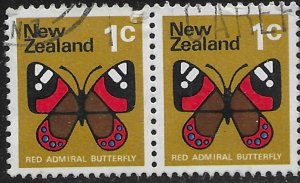 New Zealand #439 used pair. Red Admiral Butterfly.