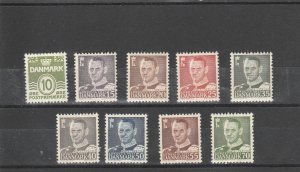 Denmark  Scott#  318-326  MH  (1950-1 Frederik IX)