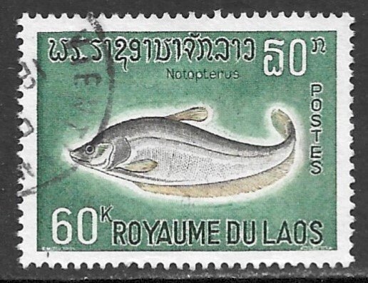 LAOS 1967 60k Knife Fish Marine Life Issue Sc 151 VFU