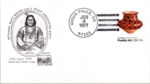 US EVENT COVER CACHETED SIOUX INDIAN PORTRAIT AT SIOUX FALLS SOUTH DAKOTA 1977