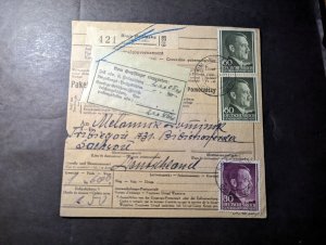 1944 Germany General Government Poland Parcel Receipt Cover Biaia to Germany