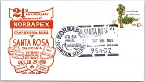 US SPECIAL EVENT COVER NORBAPEX EXHIBITION AT SANTA ROSA CALIFORNIA 1978 - B