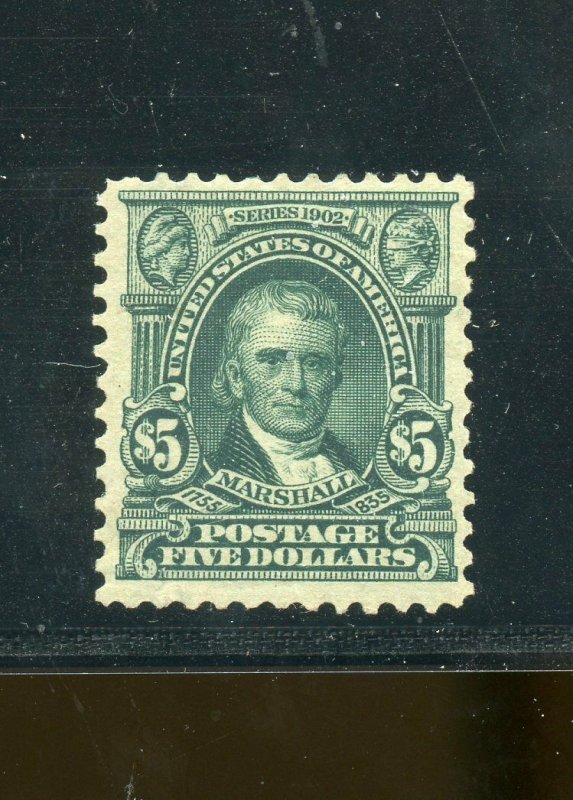 UNITED STATES $5 MARSHALL SCOTT #313  F/VF MINT HINGED--SCOTT VALUE $2000