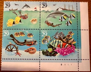 US # 2866a Wonders of the Sea blk of 4 29c 1994 Miint NH