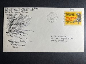 1943 USA Marine Cover Louisville KY to Etna PA Like Shooting Fish In A Barrel