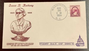 784 Bronesky Susan B. Anthony FDC  August 26, 1936  M16a