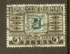 Colombia, Scott #C110, 5p Emerald, Used