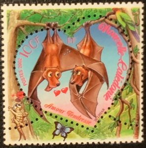 NEW CALEDONIA 2002. Valentine's Day. Bats. 1 heart shape seal. NHM-