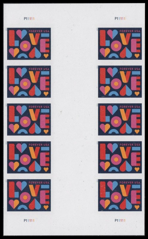 US 5543a Love imperf NDC vert gutter block 10 MNH 2021