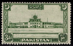 PAKISTAN GVI SG47, 3a green, NH MINT. Cat £16.