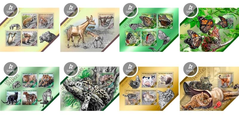 Animals Marine Fauna Birds Butterflies Pets Tiere Niger  22 MNH sheets stamp set