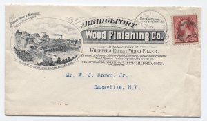 1891 New Milford CT Bridgeport Wood Finishing Co. ad cover 2ct sm banknote [6716