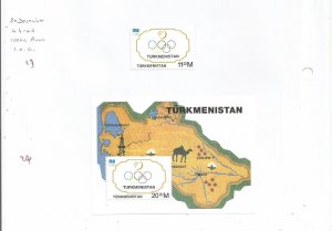 TURKMENISTAN - 1994 - I O C, 100th Anniv - Perf Single Stamp & Souv Sheet -M L H