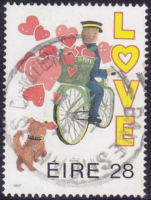Ireland - 1987 - Scott #680 - used - Love Postman Bicycle Dog