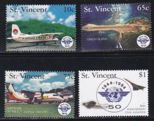 St. Vincent # 2147-2150, Civil AViation 50th Anniversary, NH, 1/3 Cat