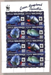 A2027 - MALDIVES, ERROR: IMPERF, MINI S -2015 Green Humphead Parrotfish, Fish