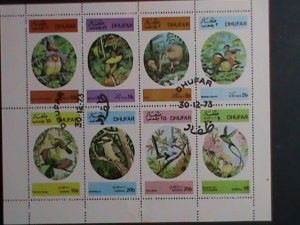 DHUFAR AIRMAIL STAMP-1973-COLORFUL BEAUTIFUL LOVELY BIRDS CTO NOT HING SHEET