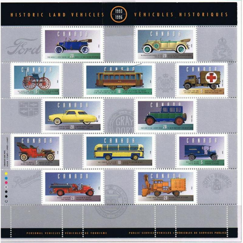 Canada Mint VF-NH #1605 Historical Vehicles sheet/25