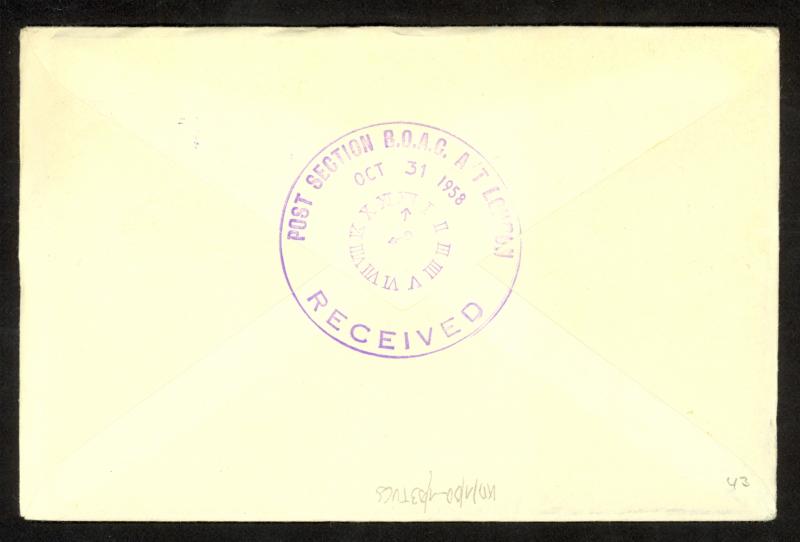 VENEZUELA 1958 BOAC Cachet FFC CARACAS to LONDON ENGLAND Cover