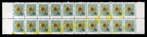 Vietnam - North #923var, 1978 Flower, horizontal block of 20 (10x2) with marg...