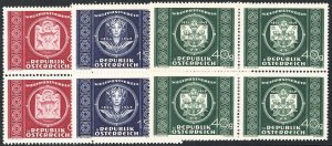 Austria Stamps # 565-567 MNH VF Blocks Of 4 Scott Value $70.00