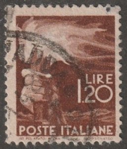 Italy, Stamp, Scott#469,  used, hinged, 1.20 lire, brown,