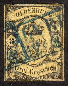 1859, Germany Oldenburg 3Gr, Used, Sc 8