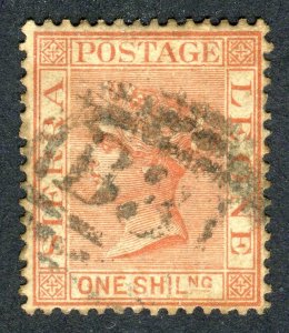 Sierra Leone 1884 QV. 1s red brown. Used. SG34.