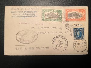 1927 Philippines Airmail Cover Manila to Mangarin Mindoro PI Agripino Mendoza