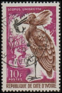 Ivory Coast 234 - Used - 10fr Hammerhead Stork (1965)