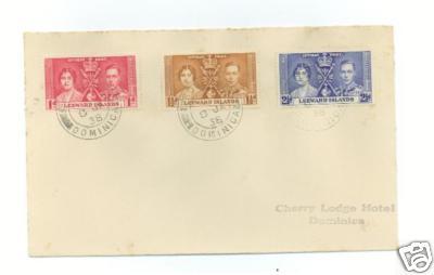 1938 Leeward Islands Coronation  cover  to Dominica