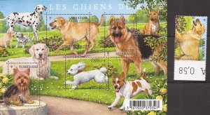 France - 2011 Dogs, Shepherd, Terrier - Stamp + 4 Stamp Souvenir Sheet #4007-8