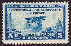 Scott 650, Unused NH, 1928 5c Aeronautics, Light Gum Bends