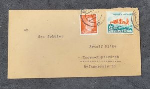 WW2 WWII German Postal cover w Adolf Hitler + Mi 750 Heligoland stamp 1943