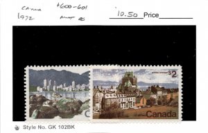 Canada, Postage Stamp, #600-601 Mint LH, 1974 Vancouver, Quebec (AE)