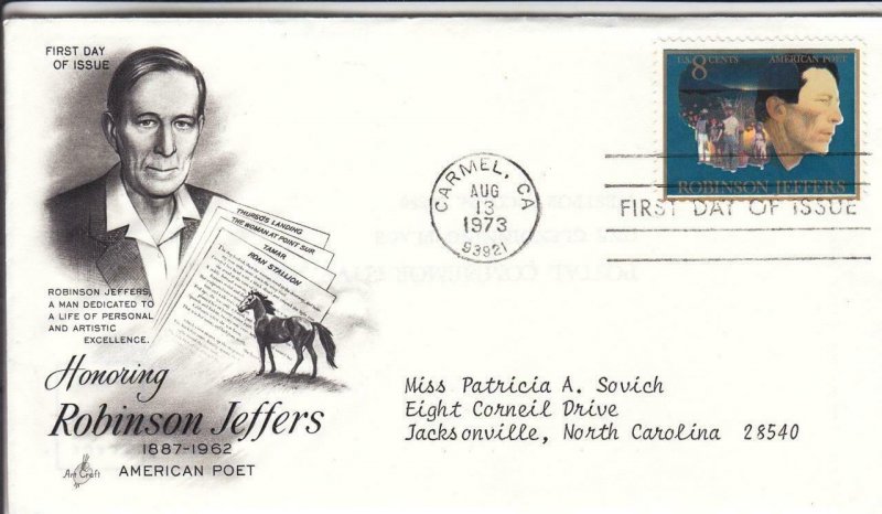 1973, Honoring Robinson Jeffers, Artcraft, FDC (D15149)