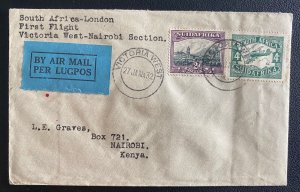 1932 Victoria West South Africa first Flight Airmail cover FFC to Nairobi Kenya