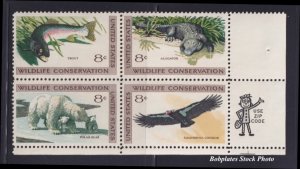 BOBPLATES #1427-30 Wildlife Zip Block F-VF NH <=> See Details for Positions