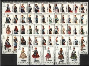 SPAIN Full Collection 53 Stamps Regional Dresses MNH Luxe